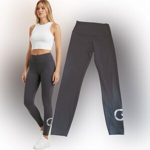 Tavi Noir Charcoal Grey High Waisted 7/8 Leggings Cyclebar Logo Medium